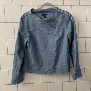 J Crew Funnel-neck Chambray Shirt Sz 6